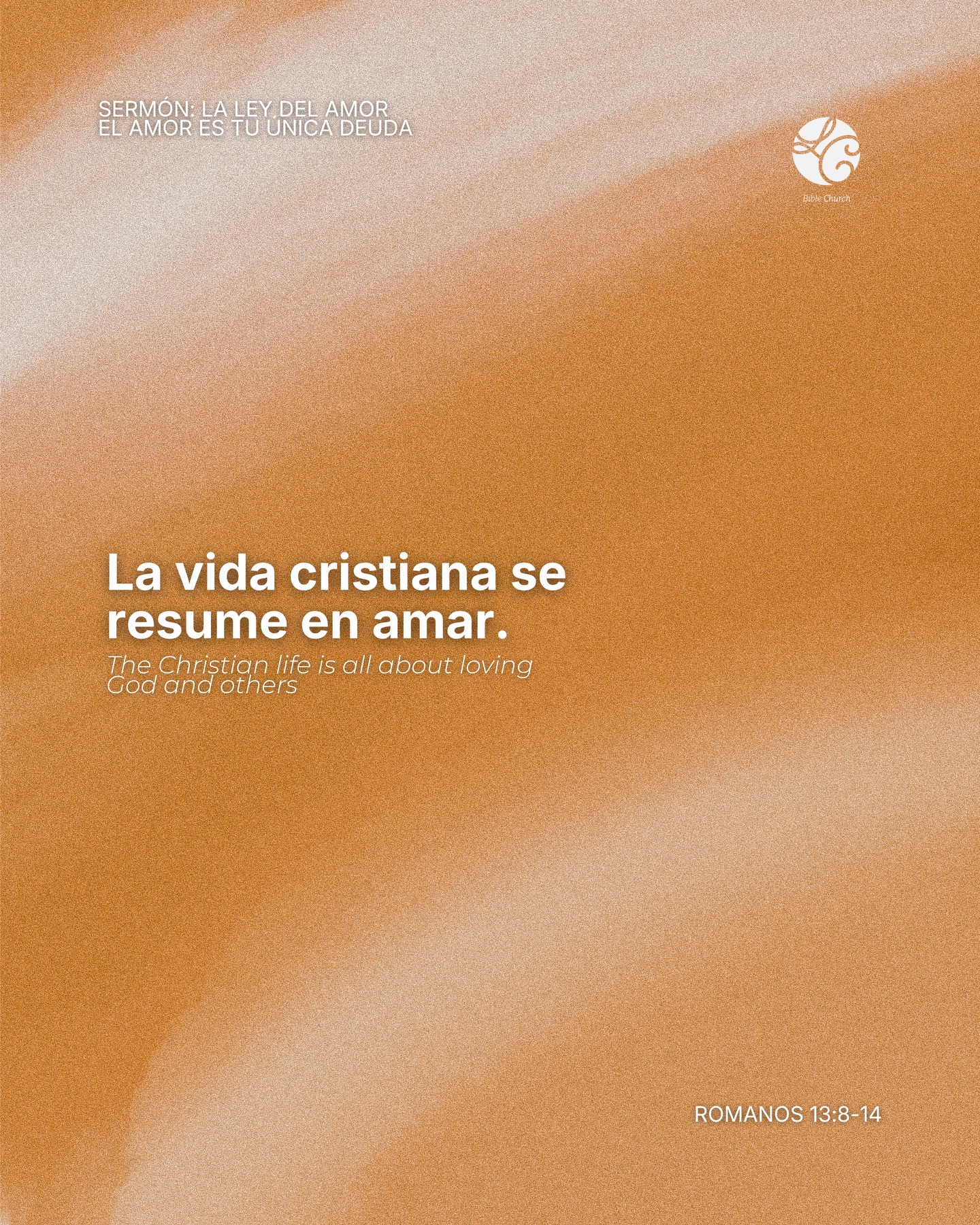 La vida cristiana se resume en amar 🤍
El estudio de Romanos 13:8-14 nos llevó a una verdad muy simple: no debemos nada a nadie, excepto el deber de amarnos unos a otros. Si amamos a nuestro prójimo, cumplimos con el mayor mandamiento.🔗 Puedes encontrar la prédica completa en nuestro canal de YouTube☝️
.
.
.
The Christian life is summed up in love 🤍Our study of Romans 13:8–14 led us to a very simple truth: we owe nothing to anyone, except to love one another. When we love our neighbor, we fulfill God’s command.🔗 You can find the full sermon on our YouTube channel ☝️